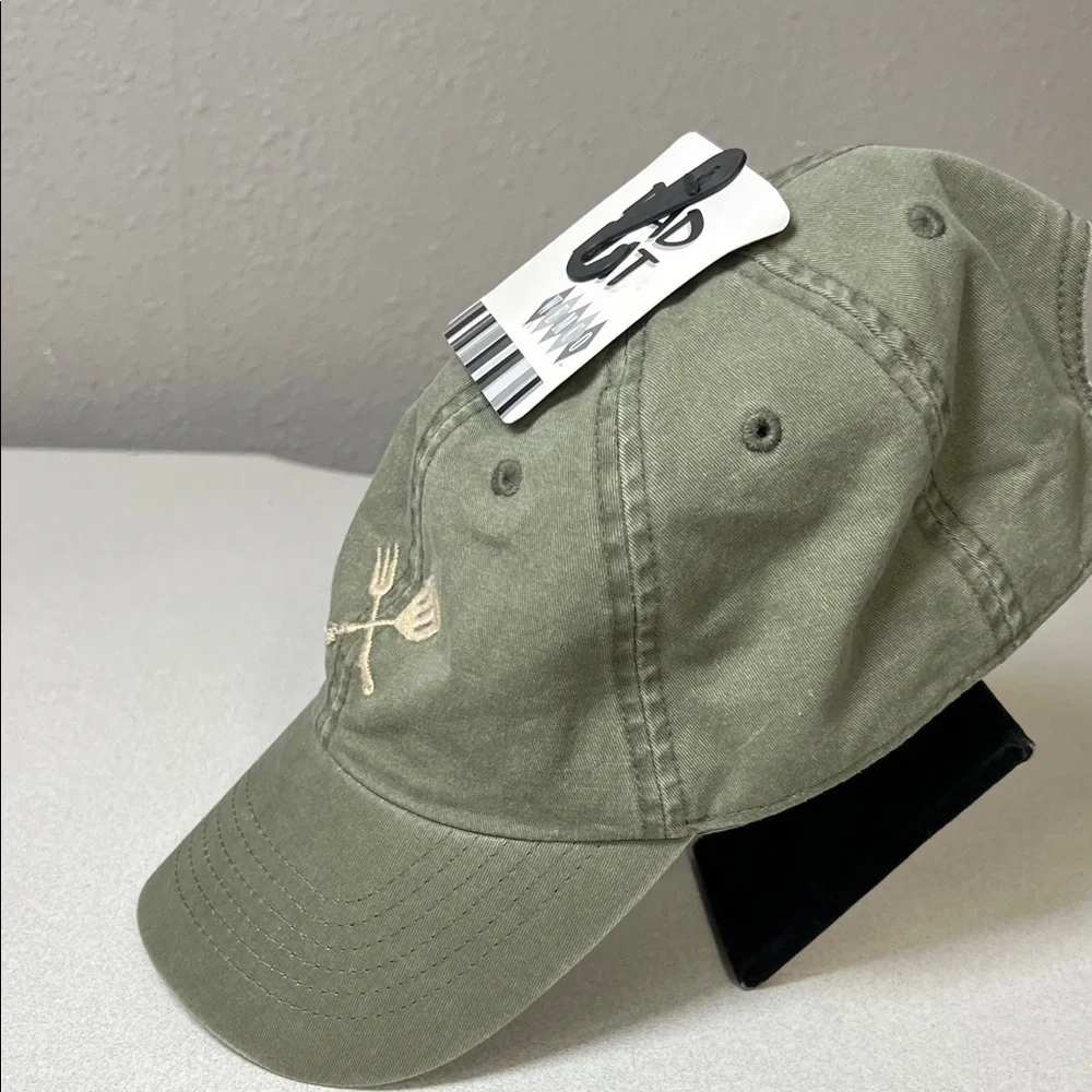 Olive Green Baseball Cap with Fork & Spatula Embroidery